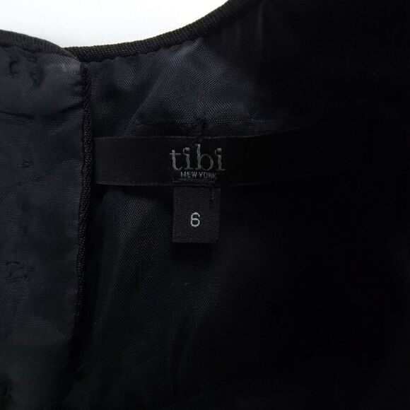 TIBI Simona Wool Jacquard Sleeveless Cut Out Origami Mini Dress 2 Black Minimal - Picture 2 of 9